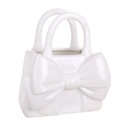 Ваза керамічна у формі сумочки Бант 20*12*22. 5см, колір - білий