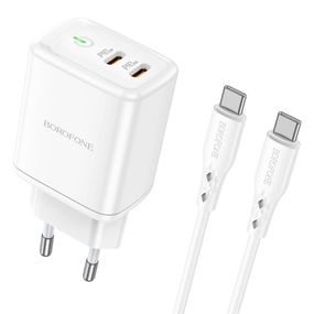 Мережевий Зарядний Пристрій Borofone BN9 Reacher PD/QC 35W Type-C to Type-C Колір Бiлий