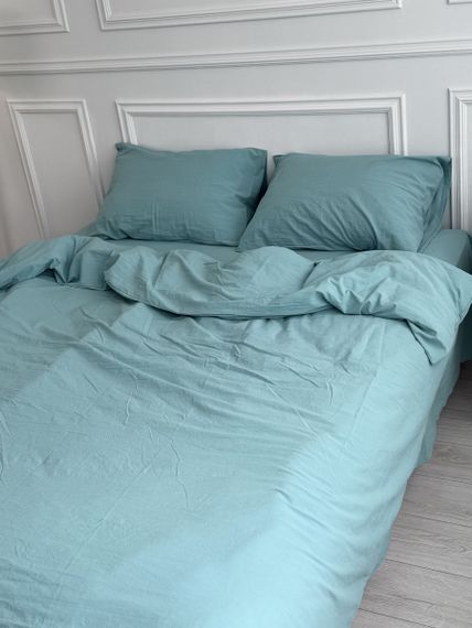 Постільна білизна сімейна Dushka Home Варена бавовна преміум 21683 160х215х2 см бірюзова | Зображення 3