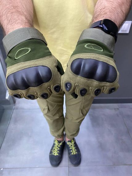 Рукавички Повнопалі Oakley! Тактичні Рукавички з пальцями Олива   знижка