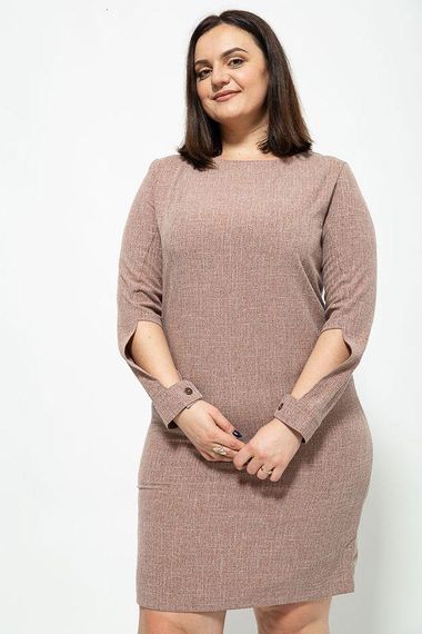 Короткое платье батал коричневого цвета 102R083