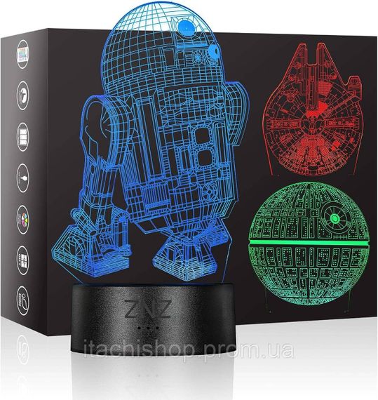 3D LED Нічник Світильник 16 кольорів Star Wars / Зоряні війни пульт ДК/Змінні персонажі | Зображення 2