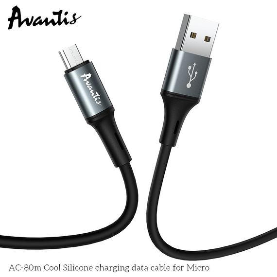 Кабель Avantis AC-80m Cool Silicone USB – Micro- черный | Зображення 3