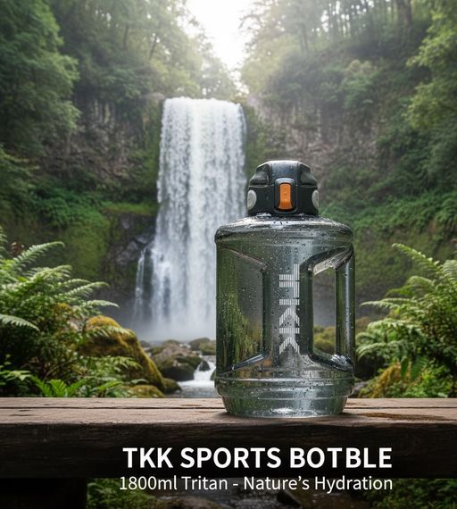 Спортивная бутылка TKK 2300 мл (2.3 л) - Черный Tritan BPA-free, ударопрочная эко-бутылка с ручкой и клапаном | Зображення 8