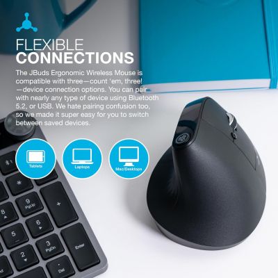 Мышка Jlab JBuds Vertical Ergonomic Wireless Black (IEUMJBERGORBLK82) | Зображення 4