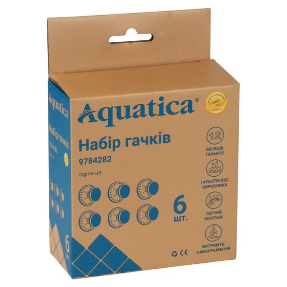 Гачки на вакуумних присосках Aquatica s42 Ø40×40мм чорний/білий (6шт) (9784282) | Зображення 1