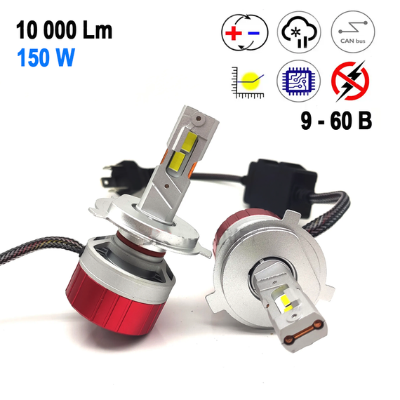 Яскрава світлодіодна LED-лампа H4, X20 10000 Лм, 150 Вт, правильна світло-телева межа, Canbus обманка | Зображення 1