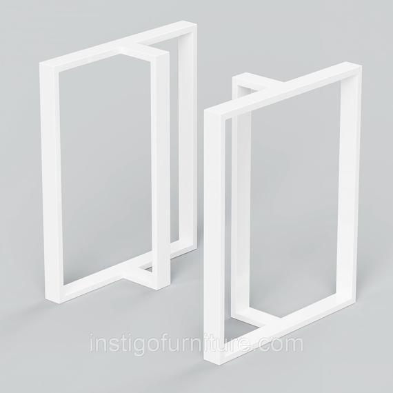 Комплект опор для стола из металла 600×200mm, H=730mm (профильная труба: 60x20mm) Белый | Зображення 2