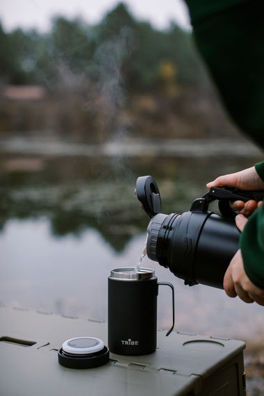 Чашка-термос Tribe Adventure Mug 450 мл, Термокружка трайб для походу, відпочинку та риболовлі, Чорний | Зображення 8