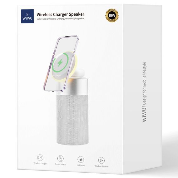 БЗП WIWU Wi-W022 3 in 1 Wireless Charger+Bluetooth Speaker | Зображення 5