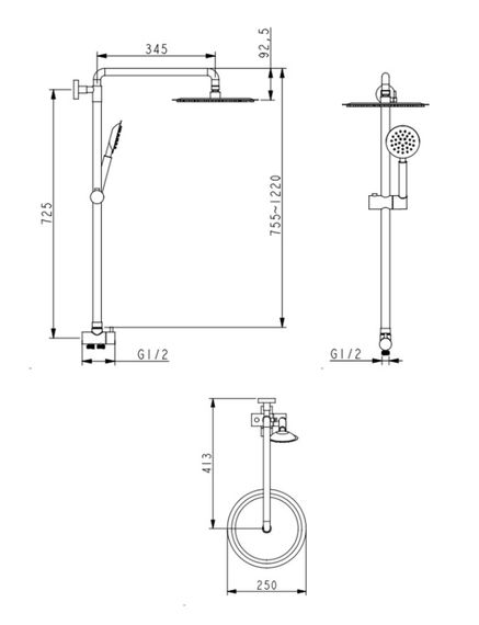 Душова система універсальна Lidz Aria 1120, Nickel (k35) LDARI1120NKS46112 | Зображення 3