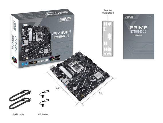 Материнcька плата ASUS  PRIME B760M-K D4 s1700 B760 2xDDR4 M.2 HDMI D-Sub mATX (90MB1DS0-M1EAY0) | Зображення 1
