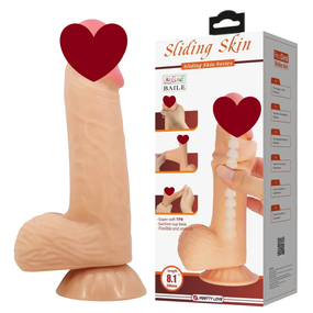 Фалоімітатор на присосці, з хребтом та ефектом ковзної шкіри LyBaile - Sliding Skin 8,1'' Flesh, BW-008106NRG Sex Aura