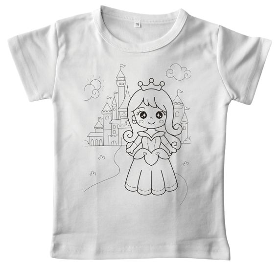 Детский набор для творчества футболка раскраска Принцесса белая (ДФ0011) 170 | Зображення 4