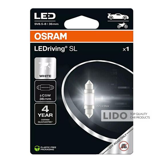 Лампа OSRAM C5W 12V 0,6W SV8.5-8 36 мм LEDrivin SL 6418DWP-1BL
