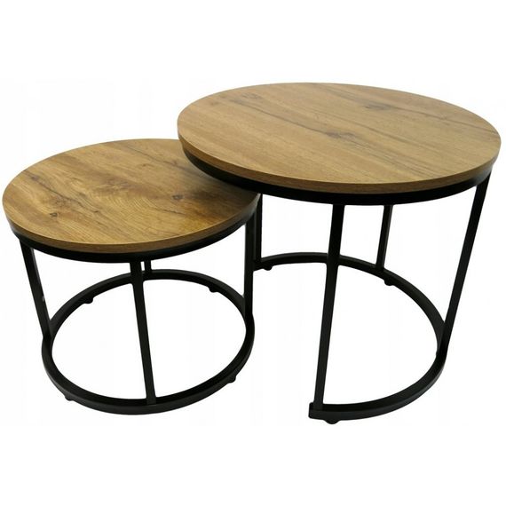 Столик журнальный круглый комплект 2 в 1 Bonro Бонро B-012 темно-коричневый (42400391)