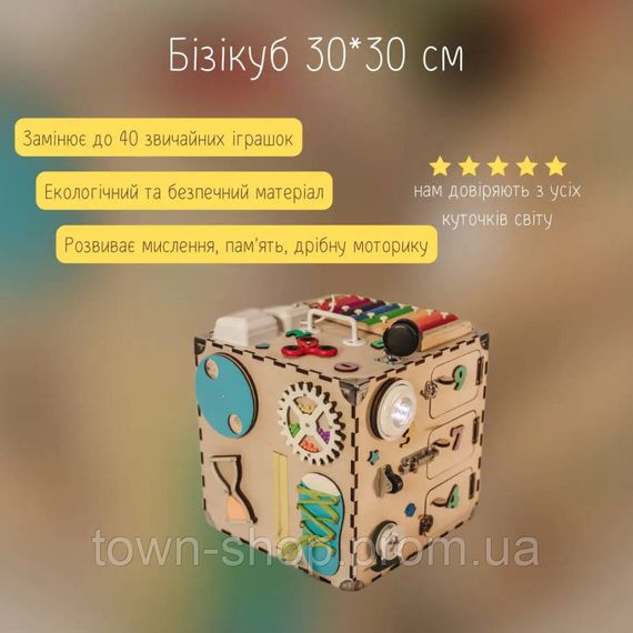Развивающая игрушка Бизикуб Temple Group TG200126 30х30х30 см Натуральный | Зображення 1