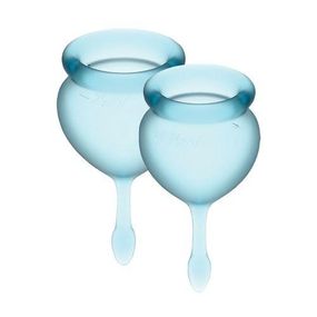 Набор менструальных чаш Satisfyer Feel Good (light blue), 15мл и 20мл, мешочек для хранения Sex Aura