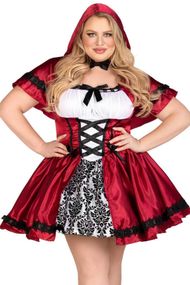Эротический костюм Красной шапочки Leg Avenue Gothic Red Riding Hood Красно-бело-черный 1X/2X (XL/2XL)