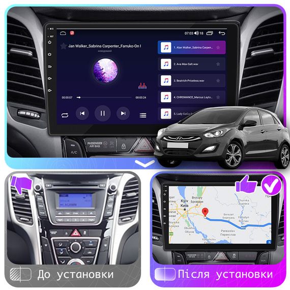 Штатная магнитола 9" Lesko для Hyundai i30 III Рестайлинг 2018-2020 2/32Gb CarPlay 4G Wi-Fi GPS Prime Хюндай | Зображення 2