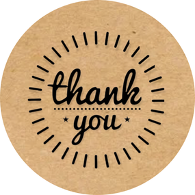 Этикетка круглая крафт "Thank You 14", Диаметр 50 мм, 250 шт/рулон, Viskom