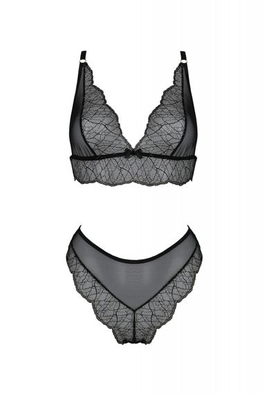 Комплект білизни Passion Amberly Set 4XL/5XL black, ліф, трусики бразиліана, люрексова нитка, 4XL/5XL | Зображення 2