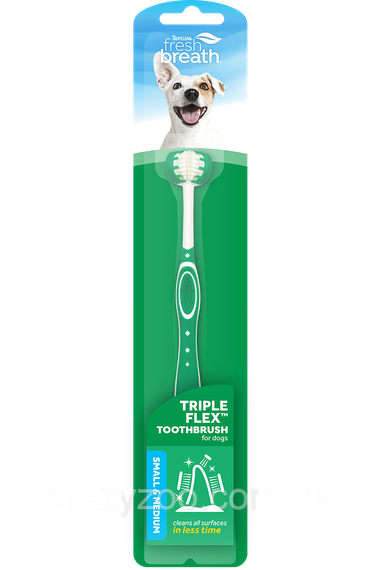 Зубна щітка для собак малих порід SMALL & MEDIUM Tripleflex TropiClean (645095002173)