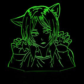 Акриловый светильник-ночник Девушка кошка зеленый tty-n000990