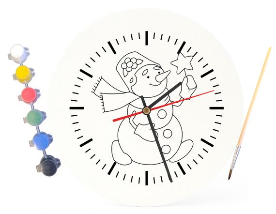 Детский набор для творчества часы раскраска Новогодний Снеговик 30 см (Г0067) | Зображення 3