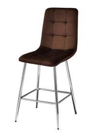Полубарный стул Jerry BAR-65-ML(CH) с хромированными металлическими ножками, мягкое сиденье велюр коричневый UC-910