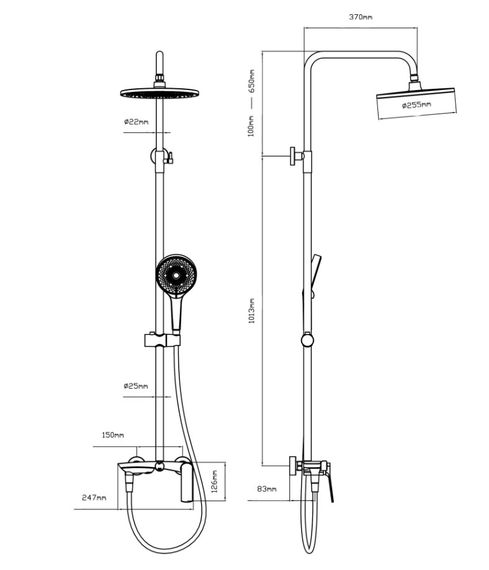 Душова система універсальна Qtap Slavonice Black Matt з виливом QTSLA111BLM45911 | Зображення 1