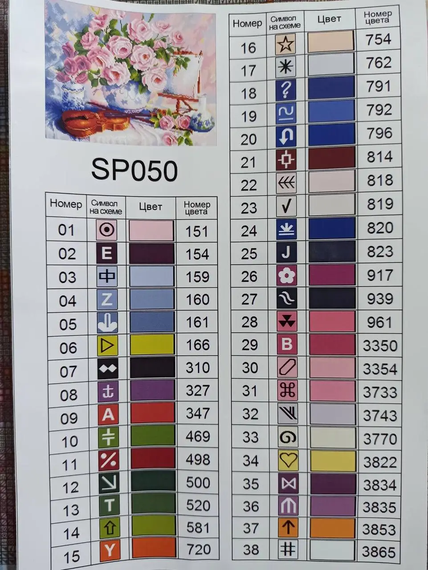 Алмазна мозаїка Троянди і скрипка 40х50 см ColorArt SP050 | Зображення 3