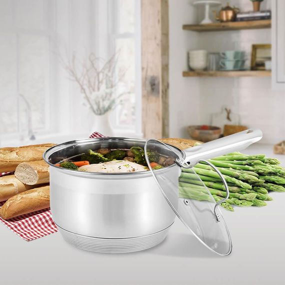 Кухонний ковш Maestro MR-3512-16S, 2.1 л, 16 см, з нержавіючої сталі з кришкою, для всіх типів плит | Зображення 1