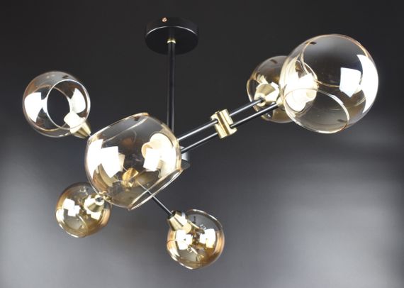 Люстра стельова на 6 лампочок 26193 Чорний 40х60х95 см. | Зображення 2