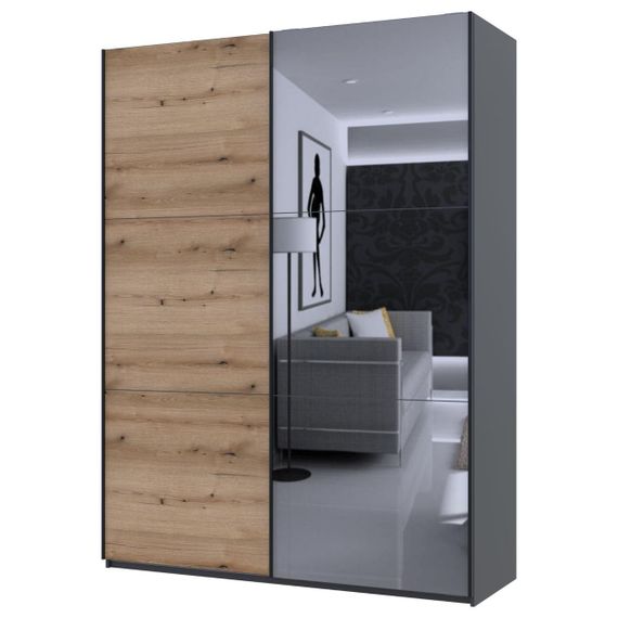 Шкаф-купе двухдверный Doros G-Caiser 180х60х240 см Графит/Дуб евок/1 Зеркало (DRS-011227) | Зображення 3