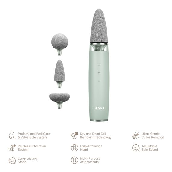 Шліфувальна пилка для стоп з додатковими насадками GESKE Electric Pumice Foot Smoothing Multi-Pen 8в1 green | Зображення 1