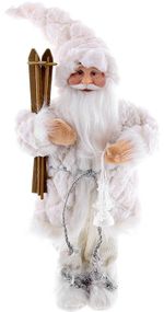 Интерьерная новогодняя фигурка Santa с лыжами 45см белый