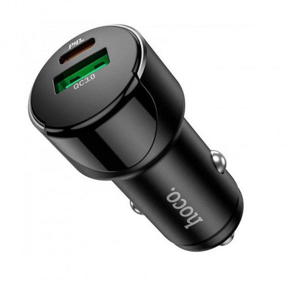 Автомобильное зарядное устройство для Hoco Z42 (1USB + Type-C) PD20W+QC3.0 Black | Зображення 2