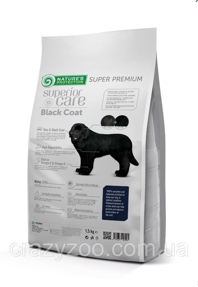 Сухий корм для собак усіх порід із чорною вовною Nature's Protection Superior Care Dog Dark Coat Adult All Breeds з птахом 1.5 кг | Зображення 1