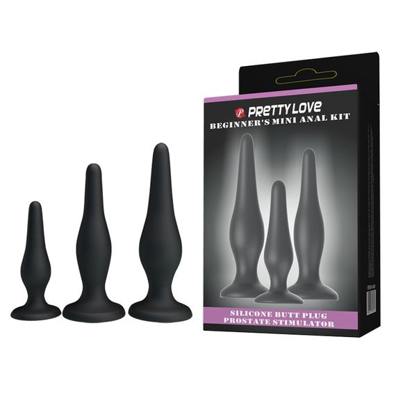Набір анальних пробок - Pretty Love Begginer's Mini Anal Kit Black Sex Aura