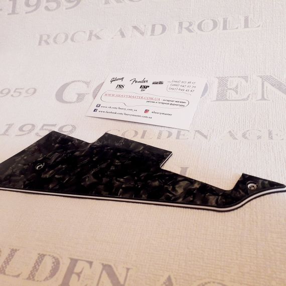 Пикгард панель для электрогитары гитари Gibson Epiphone Cort Les Paul LP China черный перламутр трехслойный | Зображення 2