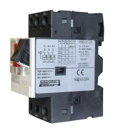 Автоматичний вимикач 1АВД 4.0-2.5А захисту двигуна 220V 0.75kW / 400V 1.5kW Ny95504997 | Зображення 4