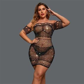 Сексуальное мини-платье с короткими рукавами и стразами M-L-XL