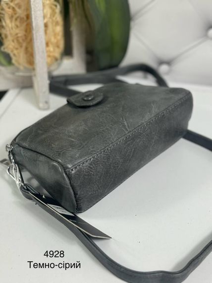 Сумка маленькая кросс-боди на длинном ремешке через плечо Темно-серая | Зображення 5