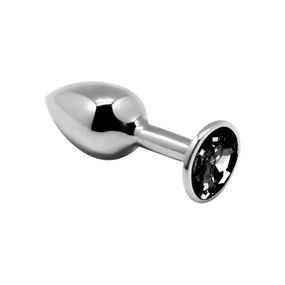 Металева анальна пробка з кристалом Alive Mini Metal Butt Plug M, Чорний