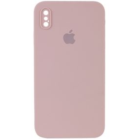 Чехол Silicone Case Square Full Camera Protective (AA) для Apple iPhone XS / X (5.8") Червоний / Red Салатовий/Neon green