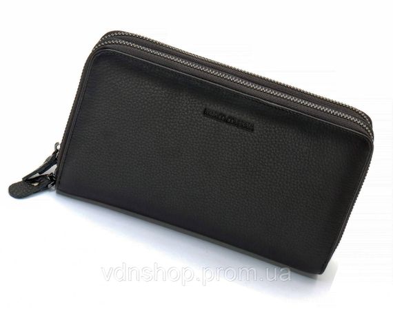 Черный кошелек-клатч на две молнии из натуральной кожи Marco Coverna B-5902B-1Q | Зображення 2