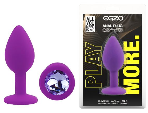 Силіконова анальна пробка EGZO - Silicone Purple Round Plug Amethyst, size S Sex Aura