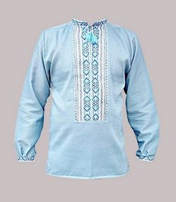 Рубашка Украинская вышиванка 1627 цвет синий размер XL/XXL