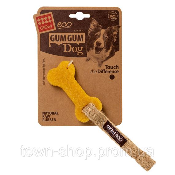 Игрушка для собак Маленькая кость GiGwi Gum gum каучук, пенька, 9 см | Зображення 1